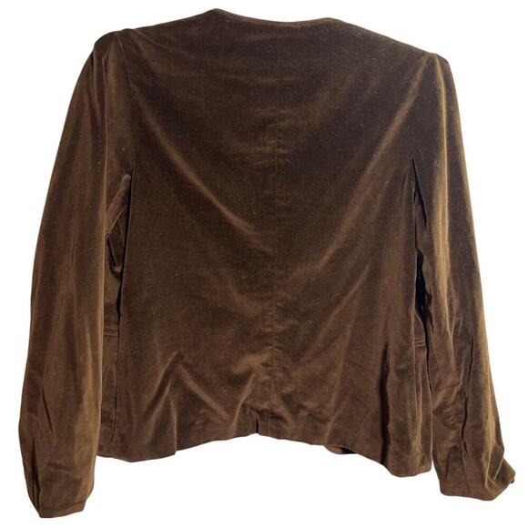 Vintage Dimension V Petite Brown Velvet Open Blazer Jacket Women's Size Small - Picture 2 of 3